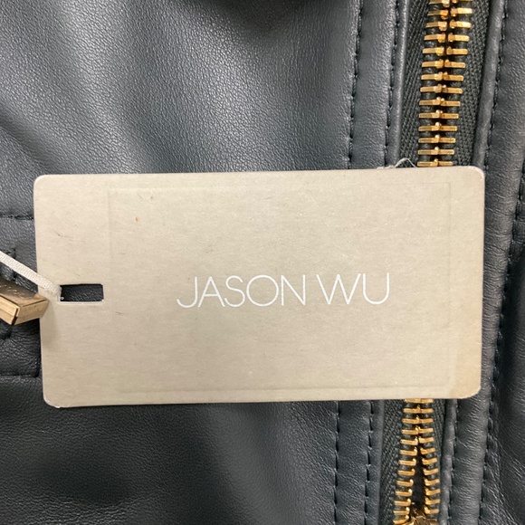 JASON WU CHARCOAL LAMBSKIN LEATHER JACKET - Picture 5 of 6